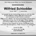 Danksagung Wilfried Schlodder