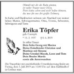 Traueranzeige Erika Töpfer, geb. Czempik