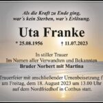 Traueranzeige Uta Franke