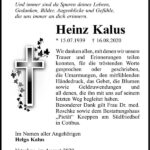 Danksagung Heinz Kalus