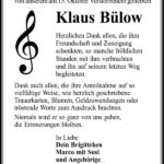 Danksagung Klaus Bülow