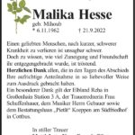 Traueranzeige Malika Hesse, geb. Mihoub