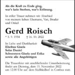 Traueranzeige Gerd Roisch