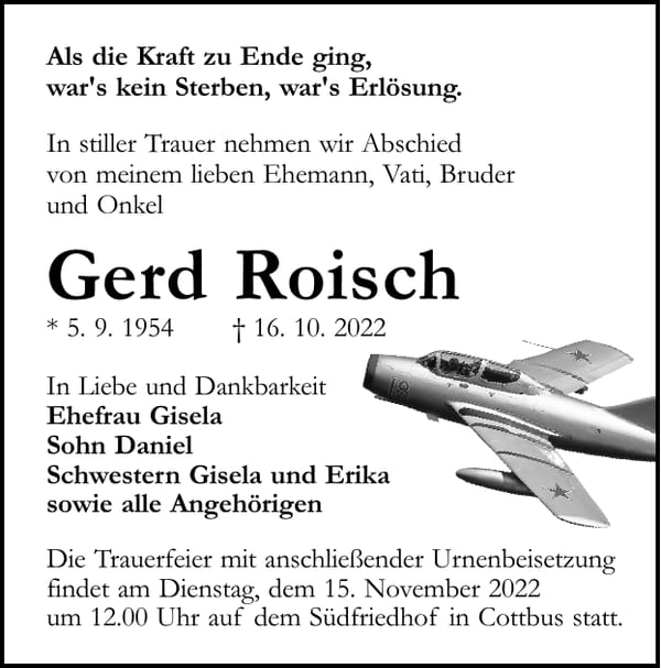Traueranzeige Gerd Roisch