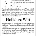 Danksagung Heidelore Witt
