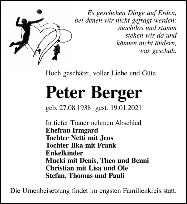 Traueranzeige Peter Berger