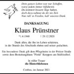 Traueranzeige Klaus Prünstner