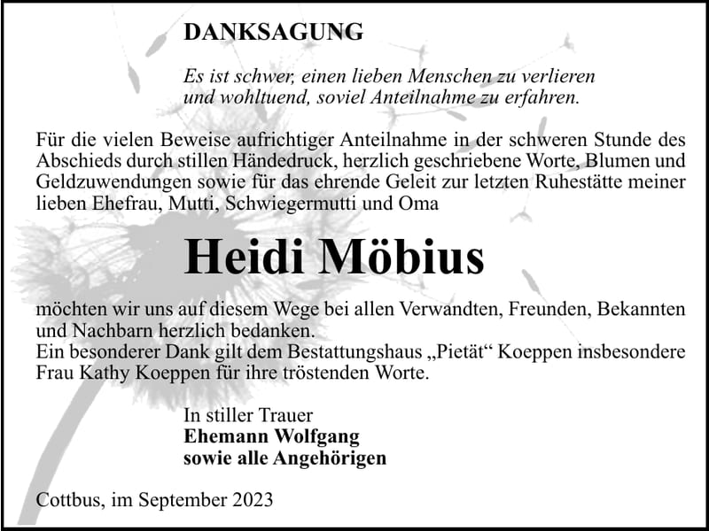 Danksagung Heidi Möbius