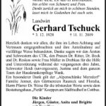 Danksagung Gerhard Tschuck