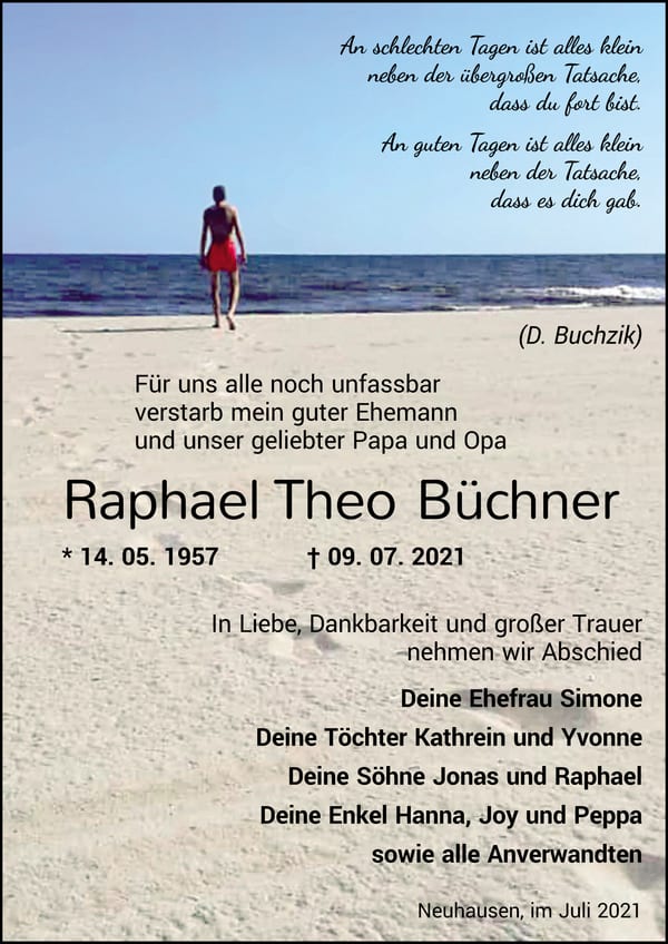 Traueranzeige Raphael Theo Büchner
