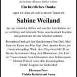 Danksagung Sabine Weiland