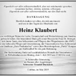 Danksagung Heinz Klaubert