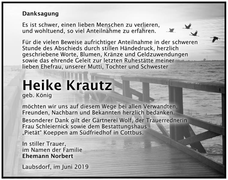 Traueranzeige Heike Krautz, geb. König