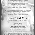 Traueranzeige Siegfried Mix