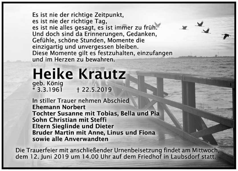 Traueranzeige Heike Krautz, geb. König