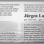 Traueranzeige Jürgen Laubsch