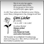 Traueranzeige Gitti Löcher, geb. Scholtka