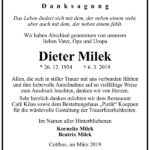 Traueranzeige Dieter Milek