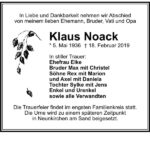 Traueranzeige Klaus Noack