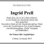 Traueranzeige Ingrid Prell