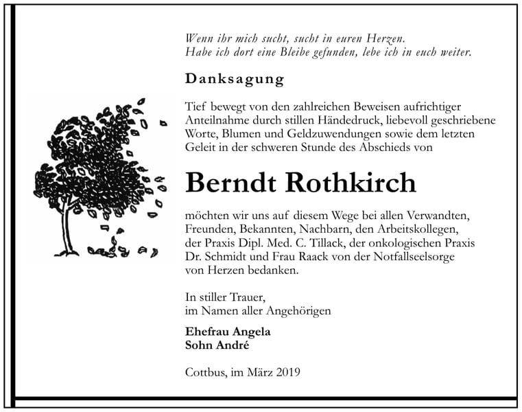 Traueranzeige Berndt Rothkirch