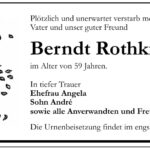 Traueranzeige Berndt Rothkirch