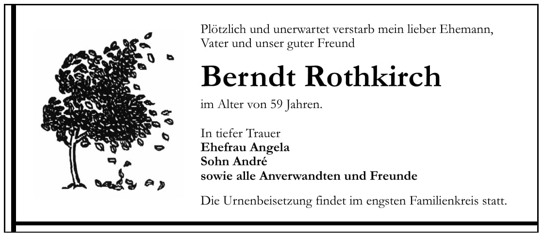 Traueranzeige Berndt Rothkirch