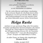 Traueranzeige Helga Ruske