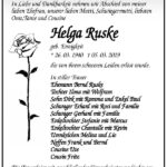 Traueranzeige Helga Ruske, geb. Ennigkeit