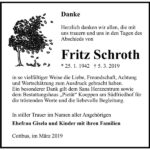Traueranzeige Fritz Schroth