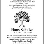 Traueranzeige Hans Schulze