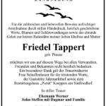 Traueranzeige Friedel Tappert, geb. Prause