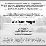 Traueranzeige Wolfram Vogel
