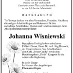 Traueranzeige Johanna Wisniewski