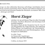 Traueranzeige Horst Zieger