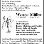 Traueranzeige Werner Müller