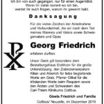Danksagung Georg Friedrich