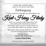 Danksagung Karl-Heinz Feledy