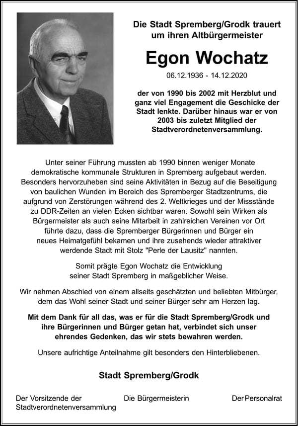 Nachruf Egon Wochatz