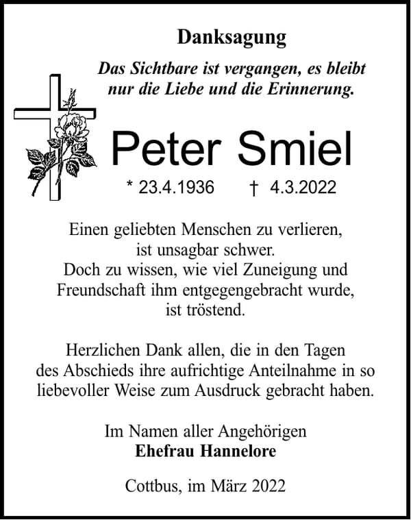 Danksagung Peter Smiel