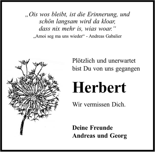 Traueranzeige Herbert