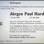 Danksagung Jürgen Paul Harder