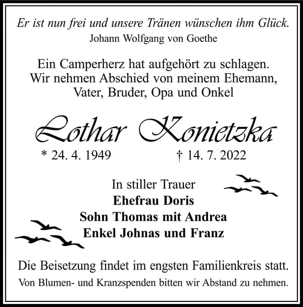 Traueranzeige Lothar Konietzka