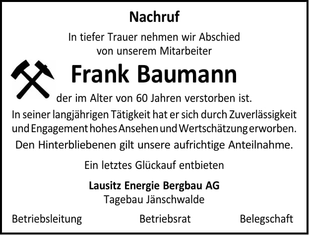 Nachruf Frank Baumann