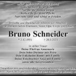 Traueranzeige Bruno Schneider