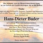 Danksagung Hans-Dieter Buder