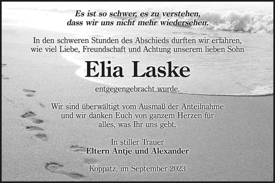 Danksagung Elia Laske