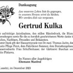 Danksagung Gertrud Kulka