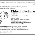 Traueranzeige Elsbeth Bachmann, geb. Ulbricht