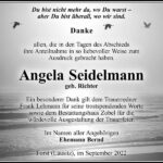 Danksagung x Angela Seidelmann, geb. Richter